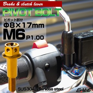 ブレーキレバー クラッチレバー 取付用 ピボットボルト Φ8×17mm M6×13mm P=1.00 ゴールド フラワーヘッド SUS TH0532