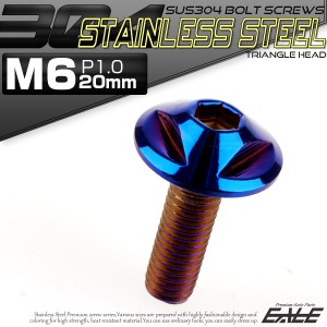 SUS304 フランジ付 ボタンボルト M6×20mm P1.0 六角穴  焼きチタン トライアングルヘッド ステンレス製  TR0165