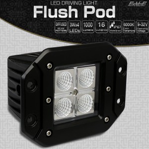 LED ドライビングライト Flush Pod 12W 埋め込み専用 ワークライト 作業灯 12V 24V P-496