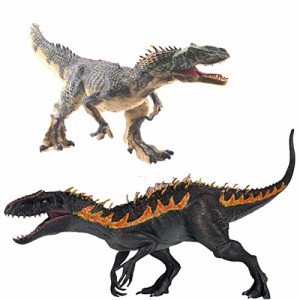 UTST 恐竜 フィギュア 黒色 インドミナスレックスおもちゃ アロサウルス フィギュア 恐竜 おもちゃ 6+ (緑ｱﾛｻｳﾙｽ＋黒ﾐﾅｽ)