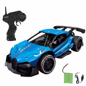 合金レーシングカー RCカー ラジコンカー レーシングカー オフロードリモコンカー 1/24 高速 安定性高い 耐衝撃 子供おもちゃ 贈り物 (青