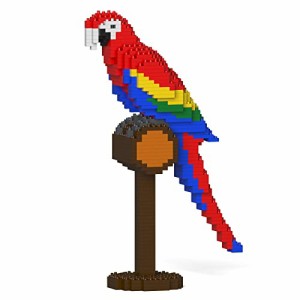 リアルな動物オブジェを作れる ブロックおもちゃ 鮮やかな色の コンゴウインコ 18.8×8.1×高さ31.7cm ネジで固定する丈夫なブロック 大