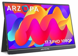 モバイルモニター ARZOPA 17.3インチ 薄型 軽量 広色域 狭額縁 モバイルディスプレイ スイッチ用モニター ゲームモニター 疲れ目軽減/青