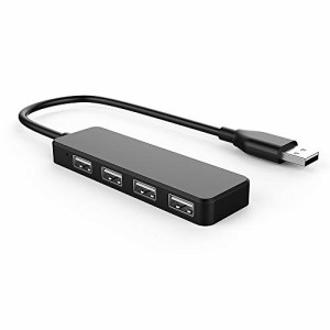 USB 2.0 HUB、4ポート2.0 HUB、ウルトラスリムデータハブスプリッター、USB拡張用5VマイクロUSB電源ポート (黒)