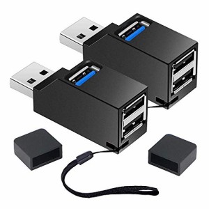 サムコス USBハブ 3ポート 2個セット 超小型 USB3.0＋USB2.0コンボハブ バスパワー ポート拡張 usbハブ USBポート 高速 軽量 携帯便利 ブ