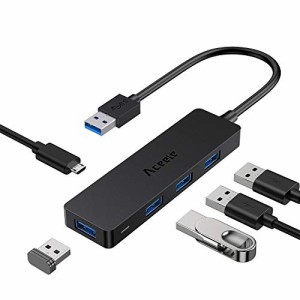 Aceele USB ハブ 5ポート USB 3.0 ハブ付添Micro USB 5 V 2 Aポート PS4対応 19cm 軽量 コンパクト5Gbps対応 usb hub 在宅勤務 MacBook/S