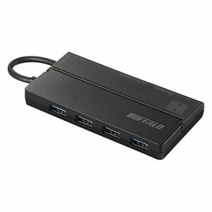 バッファロー USB ハブ PS4 PS5 Windows Chromebook 対応 USB3.0 スリムタイプ バスパワー 4ポート ケーブル収納 持ち運びに便利 日本メ