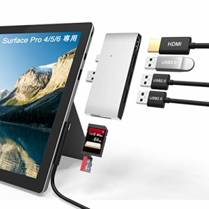 Surface Pro 6 / Pro 5 / Pro 4 USB ハブ 4K@30Hz HDMI + USB 3.0 + USB 2.0ポートx2 + TF/SDカードスロット マルチポートサーフェス Pro