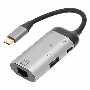 USB C-イーサネットアダプター　RJ4510/100/1000ギガビットイーサネットアダプターを備えた3in 1 USBハブ　65W PDポート　タイプCデータ