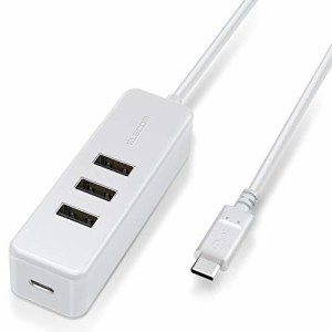 エレコム USBハブ Type-C USB-A 2.0×3ポート USB PD 60W対応 Type-C×1ポート ケーブル30cm マグネット付 ホワイト U2HC-T431PWH