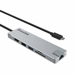 WAVLINK USB-Cハブ　USB-Cミニドッキング 4K HDMI V1.4 USB C HUB ウルトラスリム 8ポートハブ 旅行用ポータブル アルミニウム製 　RJ45 