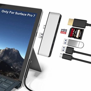 Surface Pro 7 USB ハブ 6-in-2 変換アダプター 4K@30Hz HDMIポート +2*USB 3.0ポート+Type C ポート+SD&TF（Micro SD）カードリーダー 