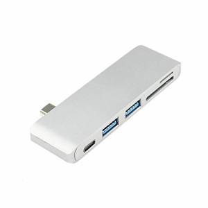 USB C ハブ 5 in 1 Type C アダプタ 13"/15" 対応 MacBook Pro USB 3.0 ポート100W充電*2 Micro SD/SDカードリーダー アルミニウム/Mac/W