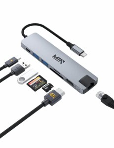 2023高機能版USB C 7-in-1 ハブ4K HDMI /LAN 100Mps /PD 100W /USB 3.0 & USB 2.0 ポート /TF & SDスロット搭載ドッキングステーション t