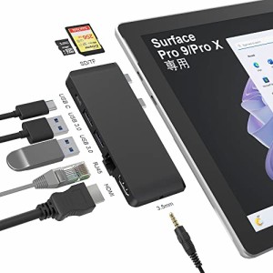 Surface Pro9 USBハブ 8-in-2 マルチポート拡張 Thunerbolt4 USBC ディスプレイ 40Gbpsデータ PD充電 | HDMI | USB3.0ポート | RJ45 LAN