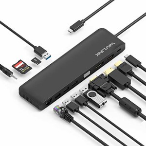 WAVLINK ドッキングステーション/USB-Cハブ/12-in-1ハブ/Type-Cアダプター100W Power Delivery /4K対応HDMI/DPポート/トリプルディスプレ