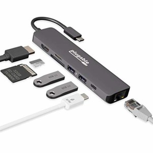 Plugable USB-C ハブ 7-in-1 マルチアダプター イーサネット付き Windows Mac Chromebook 互換（4K HDMI、USB 3.0 ポート x2、SD/microSD