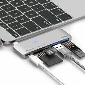 elago ALUMINUM CHARGING MULTI HUB USB-C USB Type-C 対応 ハブ USB3.0 ハブ × 2ポート / microSD カードリーダー/SD カードリーダー 