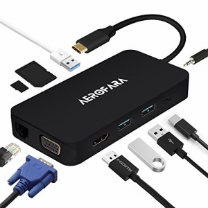 USB C ハブ usb 変換アダプター HDMIとVGA同時表示 type c hub USB C ハブ SD＆Micro SDカードリーダー 4kHDMI LANポート(1000Mbps) USB 