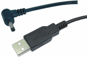 CNCTWO(コネクトツー) 電源供給USBケーブル USB A(オス)→DC(オス) L字型プラグ 外径3.8mmx内径1.4mm 5V 2A 約1.2m