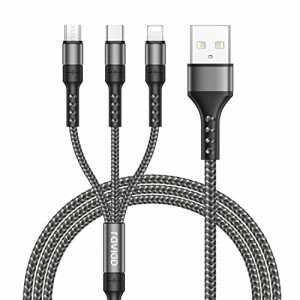 RAVIAD 3in1 充電ケーブル USB ケーブル 3A 急速充電 充電コード USB Type C ケーブル Micro USB ケーブル Phone 充電ケーブル 3台同時給