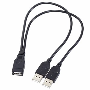 KAUMO USB2.0 二股 2分岐ケーブル (USB2.0メス/USB2.0オス×2) 電源補助 35cm