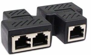 JUTOSU RJ45 LANケーブル延長コネクタ ２分岐, RJ45 ケーブル用中継インターネット LANイーサネットソケットコネクタアダプタ 二 股 分岐