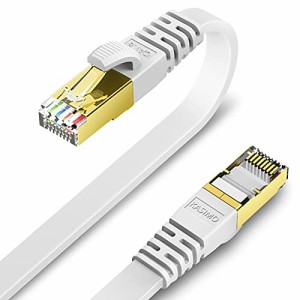 0.5m KASIMO CAT8 LANケーブル カテゴリー8 フラット 40Gbps 2000MHz SFTP RJ45 超高速 金メッキコネクタ 二重シールド 爪折れ防止 ADSL