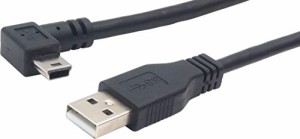 オーディオファン miniUSBケーブル USB2.0 L字 miniUSB (オス) - ストレート USB-A (オス) miniB L字型C USBケーブル ブラック 約3.0m