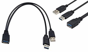 F.Wave USB3.0 二股ケーブル USB 3.0 A メス to USB 3.0 オス（急速充電とデータ転送に使える） & USB 2.0 オス（充電機能のみ）延長ケー