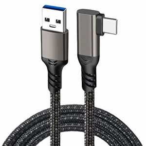 USB-C & USB-A 3.1(Gen2) ケーブル L字 (0.5m, ガンカラー, 10Gbpsデータ転送) LpoieJun USB C to USBケーブル PD/QC 超高速充電 60W 20V