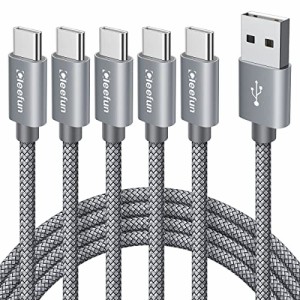 [1m 5本] USB Type C/タイプc ケーブル CLEEFUN usb-c 急速充電ケーブル 高速データ転送 usb-c ショート 高耐久 断線防止 ナイロン編み G