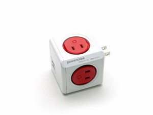 PowerCube パワーキューブ 電源タップ AC4口 USB2口 コンセント 直付型 レッド/赤