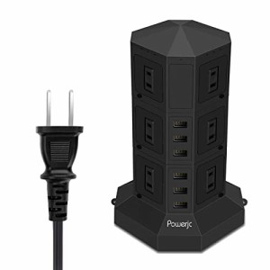 電源タップ 縦型コンセント タワー式 オフィス・会議用 USB急速充電 1.5m 1500wスイッチ付 12口 ３層 Powerjc