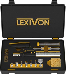 LEXIVON はんだごて セット, ブタンはんだごて多目的キット｜コードレス自動着火式火炎調整可能7本セット｜プロ仕様125W相当（LX-770）