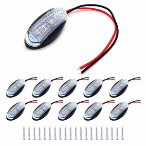 10個のNUZAMASサイドマーカーLEDライト、12V / 24V、IP68防水、4X LED、位置インジケーター、フロントリアLEDライト-RED、トラック、ボー