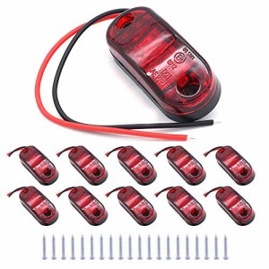 10個のNUZAMASサイドマーカーLEDライトのセット、12V / 24V、IP65防水、ABSプラスチック製、2X LED、位置インジケーター、フロントリアLE