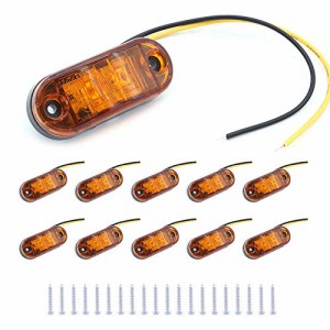 10個のNUZAMASサイドマーカーLEDライトのセット、12V / 24V、IP65防水、ABSプラスチック製、2X LED、位置インジケーター、フロントリアLE