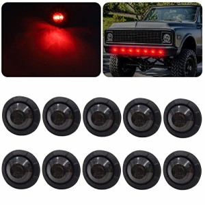 Aoling サイドマーカー LED 24V レッド トラック用 マーカーランプ RV バス 路肩灯 軽トラ 3LED スモークレンズ 防水防塵 高輝度 トレー