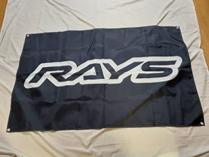 「RAYS（レイズ）ブラック」特大フラッグ・旗バナー約150ｃｍ×90ｃｍのビックサイズでお部屋・ガレージの装飾に最適！アメリカ雑貨・カ