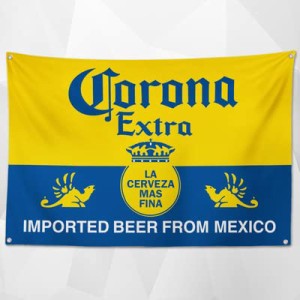 「コロナービール・イエロー」特大フラッグ・旗バナー約150ｃｍ×90ｃｍのビックサイズでお部屋・ガレージの装飾に最適！アメリカ雑貨・