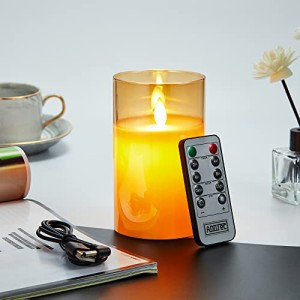 AnnTec LEDキャンドルライト ロウソク USB充電式 本物の炎のようにゆらめく 暖色光 火を使わない ゆらゆら揺れる 安全 省エネ 専用リモコ