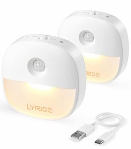 センサーライト 人感センサー 足元灯 usb充電式 LYRIDZ 足元ライト 人感 ナイトライト 常夜灯 無段階調光 3つのモード 電球色 省エネ 廊