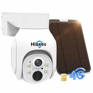 【4GLTE SIMカード対応】Hiseeu 4GLTE防犯カメラ ソーラー充電 ワイヤレス屋外防犯カメラ 360°ソーラーPTZカメラ IP66防水 PIR人感セン