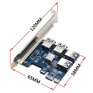 マイニング PCIe 1〜4（1x4) PCI-Express16X ビットコイン ETH PCIE拡張カード４分岐 PCIEライザーカード PCI-E Express 1x-16xライザー