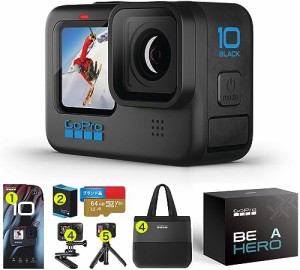 HERO10 Black アクションカメラ ゴープロ 水中カメラ 人気アクションカム… (GoPro HERO 10・Shortyミニ延長ポールセット)