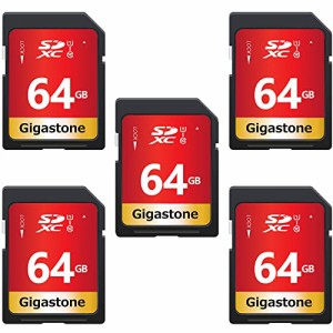 Gigastone 64GB SDカード 5枚セット UHS-I U1 Class 10 SDXC メモリーカード 高速 フルHD ビデオ デジタルカメラ SD card Full HD ミニケ