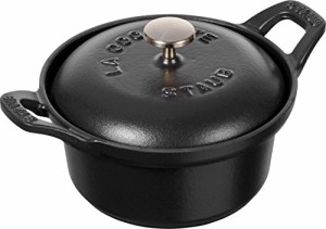 staub ストウブ 「 ミニ ココット ラウンド ヴィンテージシリーズ ブラック 12cm 」 小さい 両手 ホーロー 鍋 IH対応 【日本正規販売品】