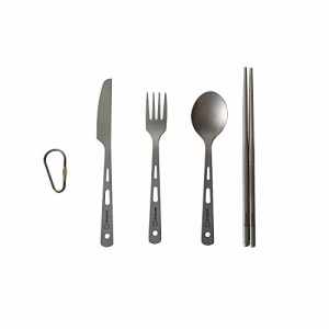 S'more(スモア) Titanium Cutlery Set キャンプ カトラリー 4点セット アウトドア ナイフ フォーク スプーン お箸 チタン キャンプカトラ