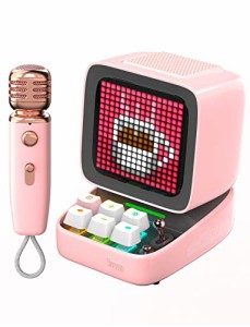 Divoom Ditoo-Mic ワイヤレスBluetoothスピーカー カラオケ自宅用/マイク/ドット絵 低音強化/USB-C接続/microSDカード/APP多機能操作（ピ